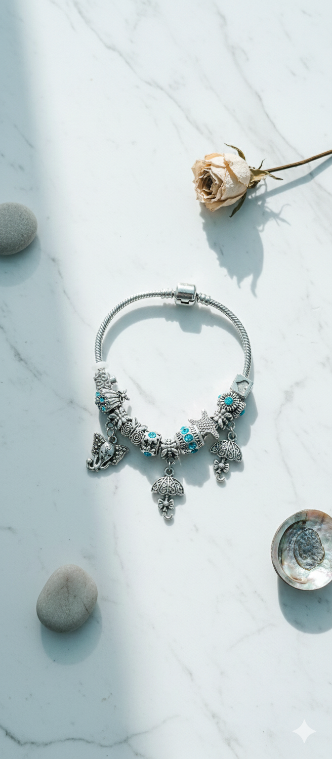 🍄 enchanted Forest Charm Bracelet 🦋