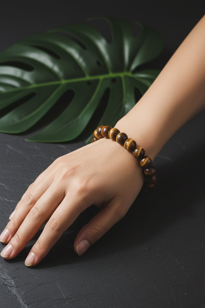 Natural Tiger's Eye Power Bead Bracelet 🌟🛡️