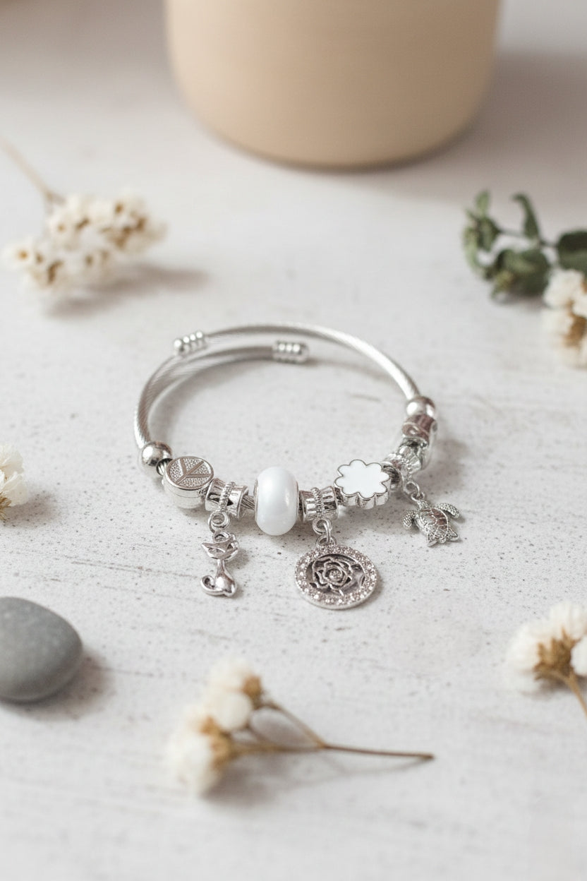 Symbolic Charm Bangle Bracelet 🐢☁️